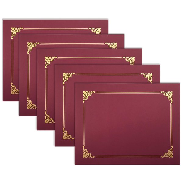 Better Office Products Red Certificate Holders, Diploma Holders, Document Covers with Gold Foil Border, 25PK 65253